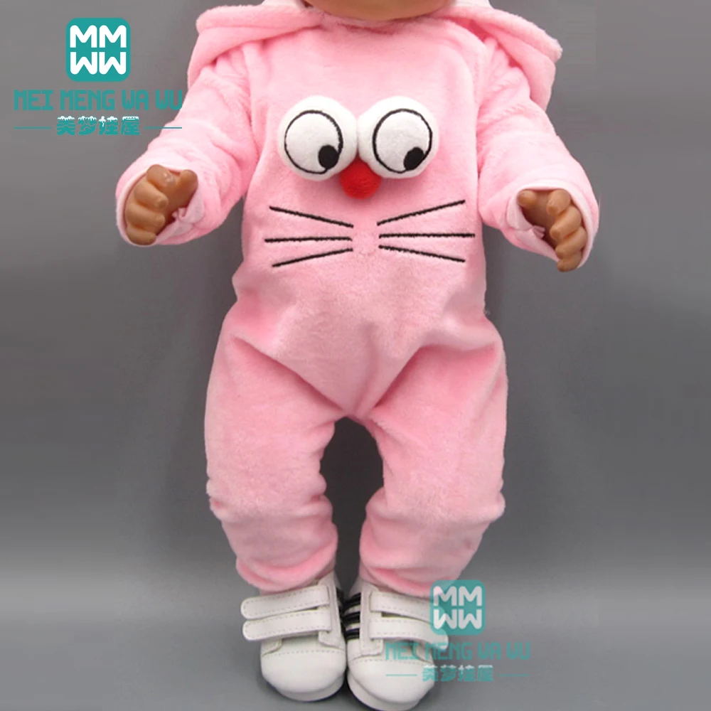 

Doll clothes for 43cm baby new born Doll Fashion cartoon KT Siamese crawling clothes