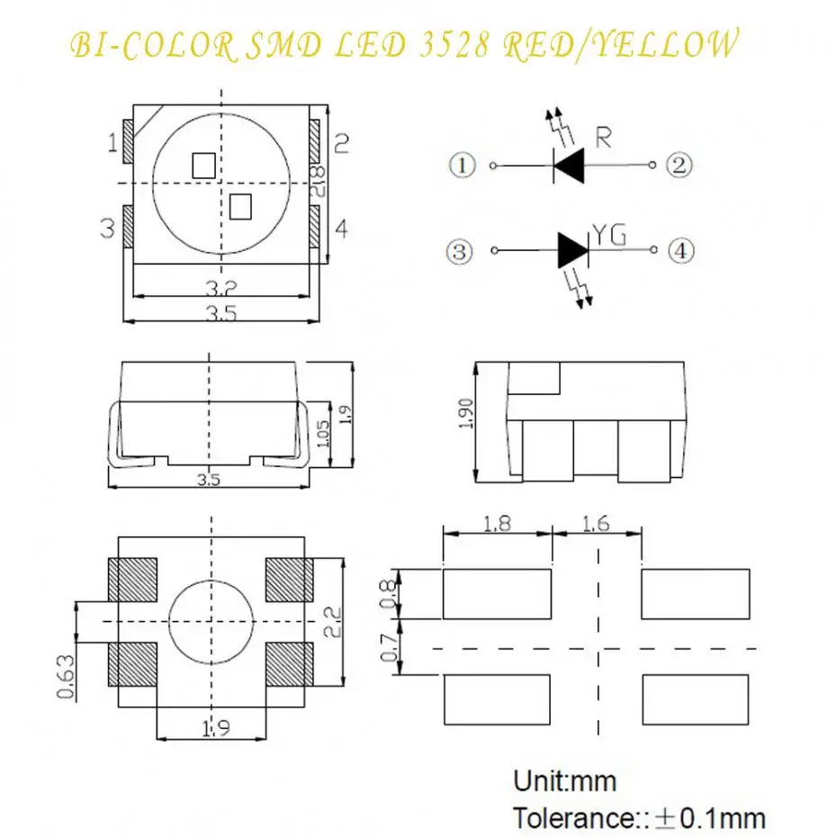 Evemodel 100 шт 3528 SMD светодиодный двухцветный красный-синий/желтый/зеленый/белый светодиодный s 1/35 модель железнодорожной железной дороги моделирование