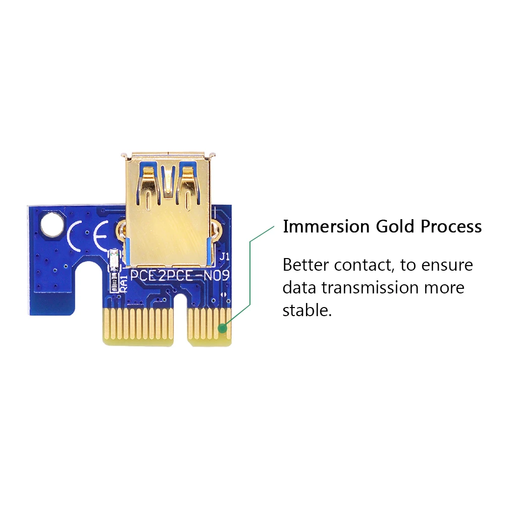 CHIPAL 2018 Golden VER009S PCI-E Riser Card PCIE PCI Express Molex 6Pin на SATA 1X 16X 60 см USB 3 0 удлинитель с