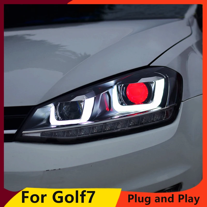 KOWELL автомобильный Стайлинг для VW Golf7 фары для гольфа 7 MK7 светодиодный фонарь DRL Объектив двойной луч H7 HID Xenon bi xenon объектив