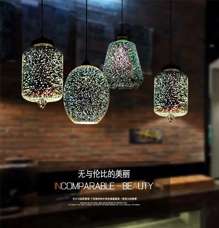 Современный Led Красочный позолоченный 3D стеклянный подвесной светильник