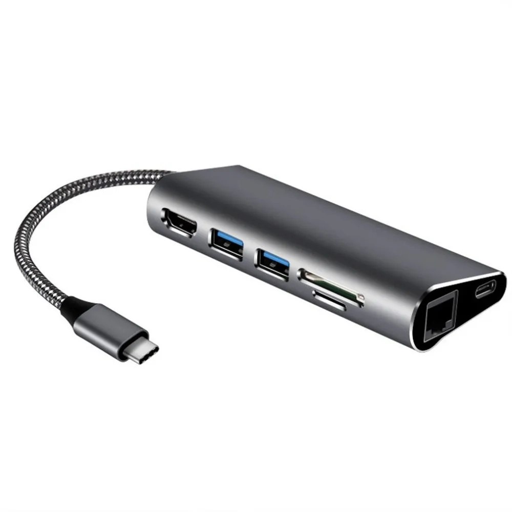 CZH T289 7 в 1 тип c док станция к HDMI/VGA кардридер адаптер без|Сетевые адаптеры