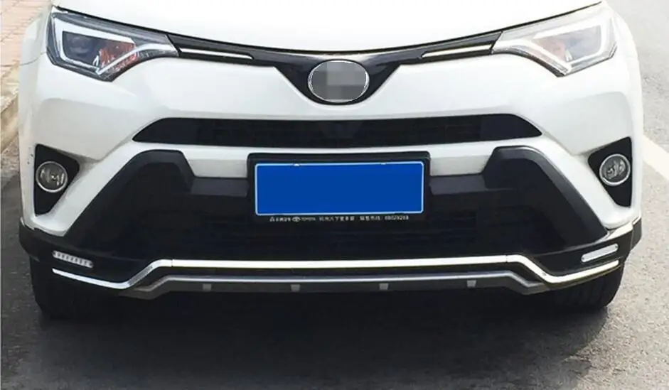 Авто бампер для TOYOTA RAV4 2016.2017.2018 Передний + задний пластина ремень СИД DRL высокое