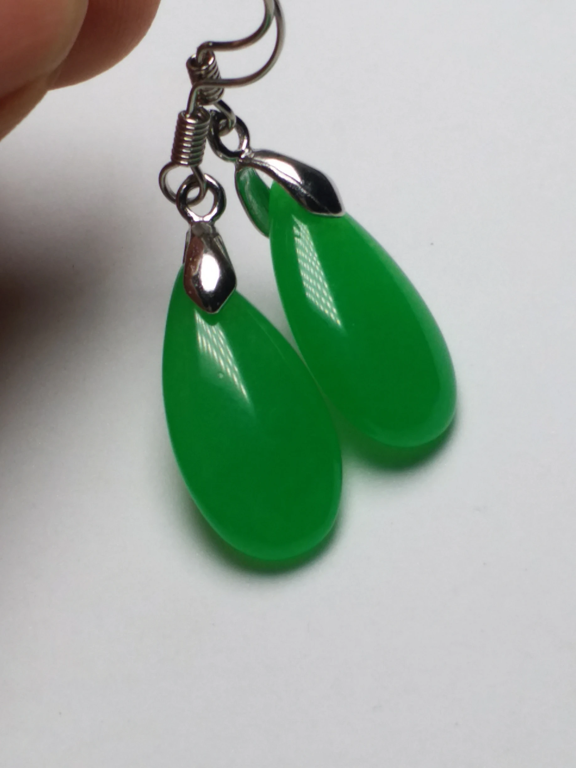 Красивые зеленые нефритовые серьги капельки из серебра 925 пробы|drop earrings|earrings
