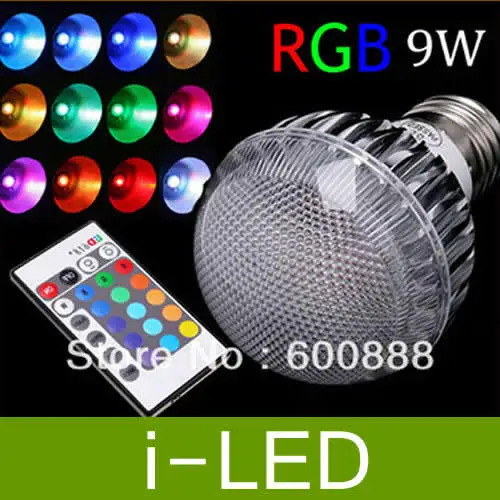 30 шт./лот E27 gu10 b22 9 Вт RGB Светодиодная лампа с дистанционным управлением 110 В AC 85 265 в