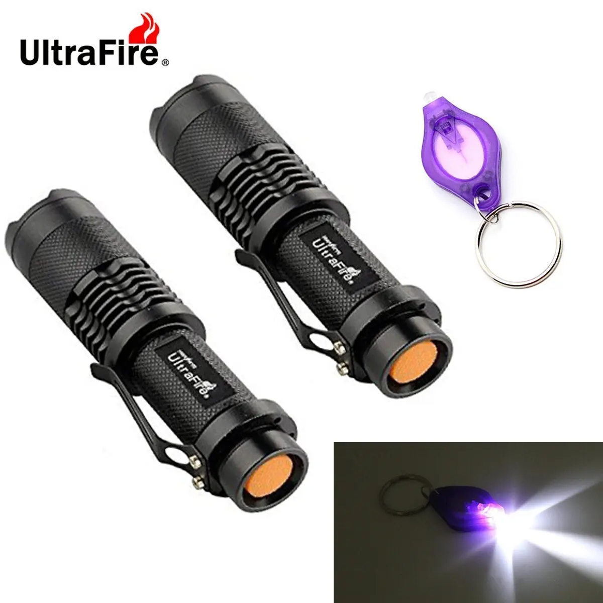 Светодиодный фонарь Ultrafire 2 шт. SK68 зум 3 режима Точечный светильник Портативный