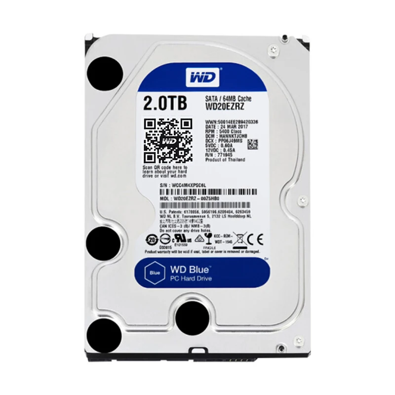 Western Digital WD Blue 2TB hdd SATA 3.5&quot 64MB Cache Internal HDD Hard Drive for Desktop WD20EZRZ |