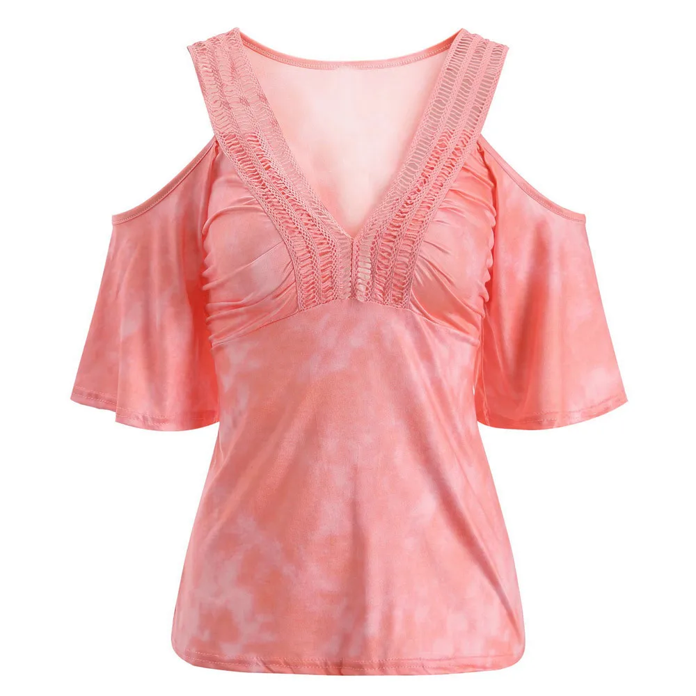 Блузка женская летняя с вырезом лодочкой и коротким рукавом|Блузки| |