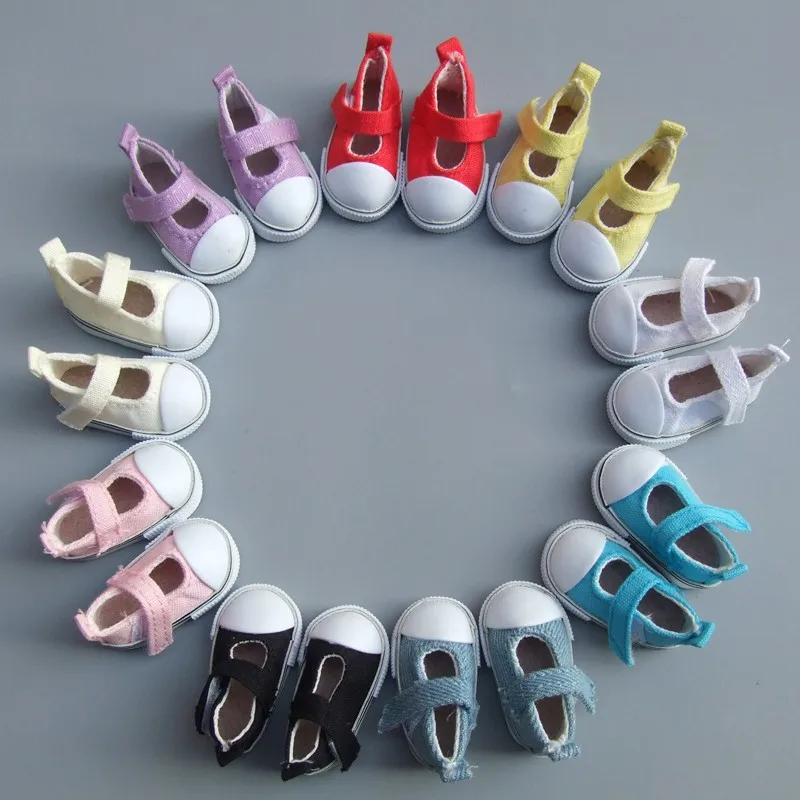 Одна пара кукольных кроссовок 5 см обувь для кукол BJD модный джинсовый холст мини