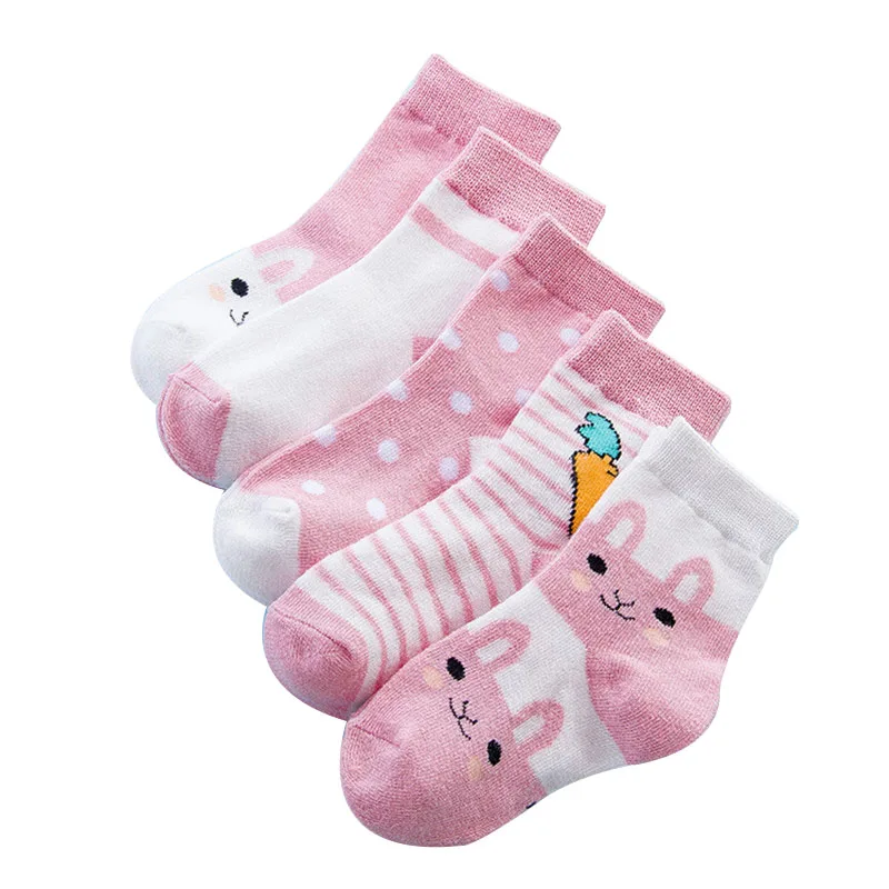 

5 Pair/lot Baby Boy Stripes Socks Soft Cotton Infant Socks Cute Cartoon Rabbit Pattern Kids Socks Baby Girl Socks for Children