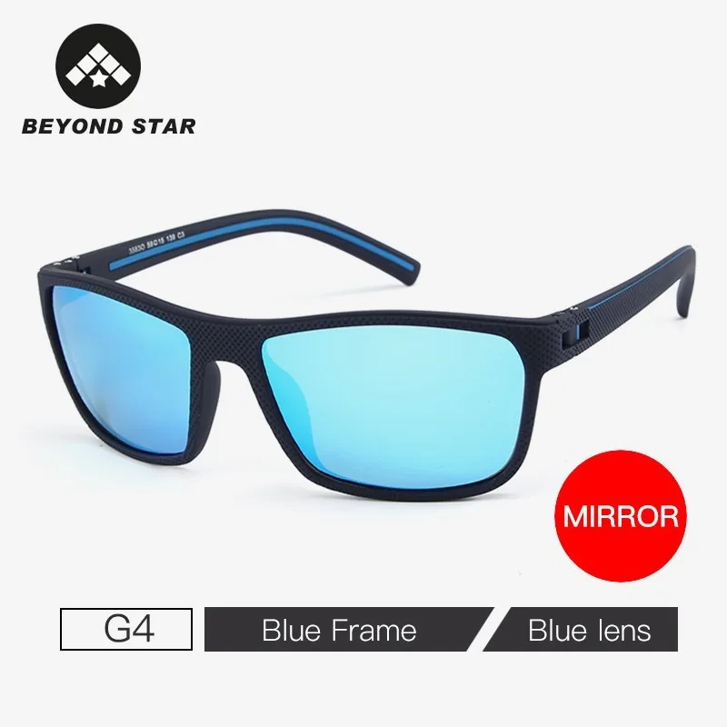 BEYONDSTAR квадратные Поляризованные спортивные солнцезащитный очки мужские брендовые дизайнерские синие зеркальные модные очки Lentes De Sol Hombre UV400 TR35830 - Цвет линз: G4 Blue Mirror