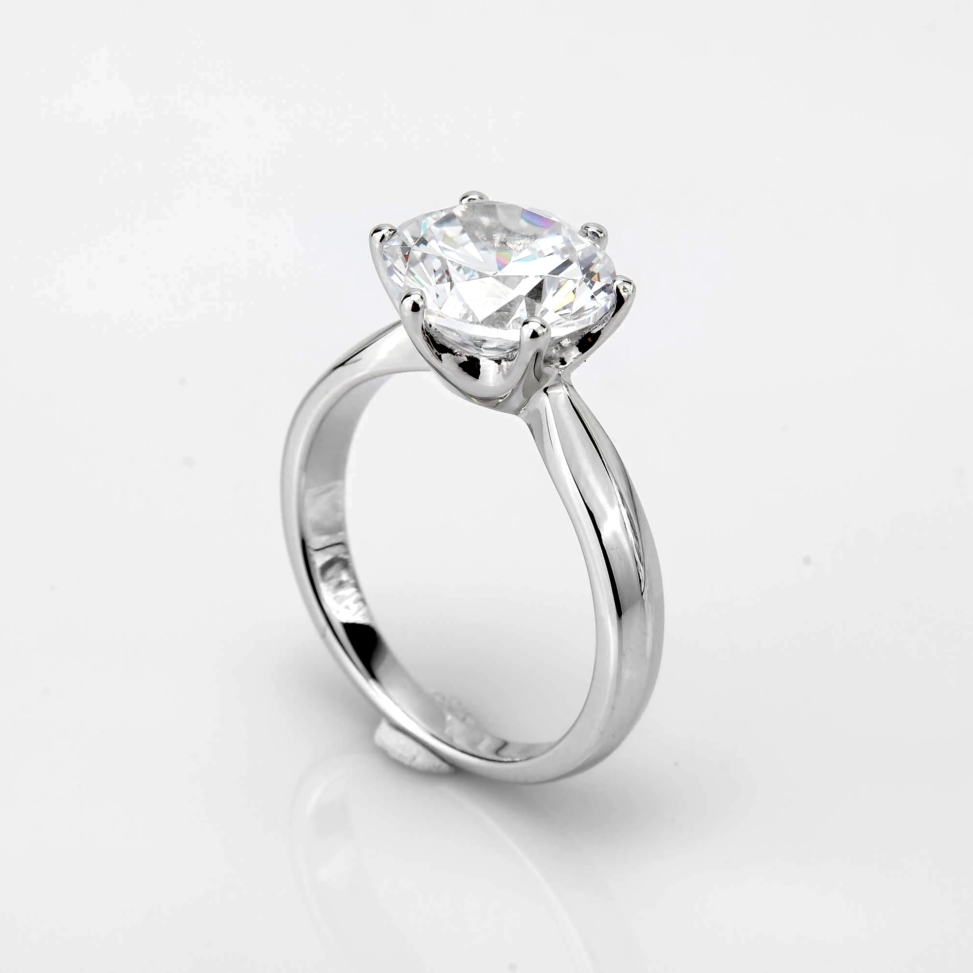 COLORFISH 3.5ct Помолвочное с солитёром кольцо Классические шесть когтей круглой
