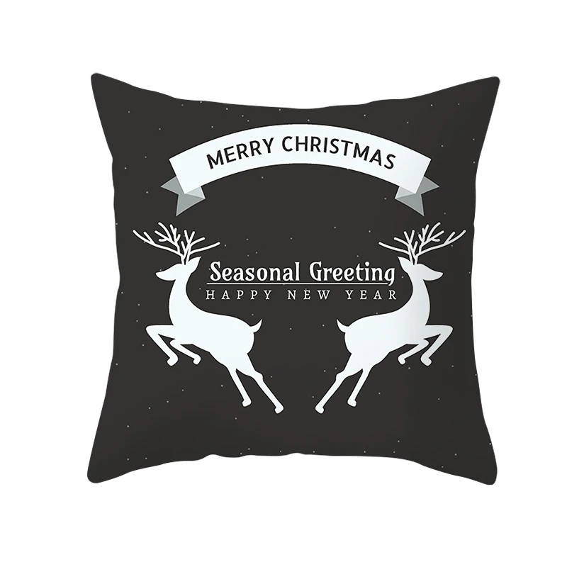 H05 mling 1pcs 45x45cm Santa Claus Christmas Tree Pillowcase Peach Skin Pillowcase Waist Pillow Polyester Throw Pillow Case Cover - Color: H05