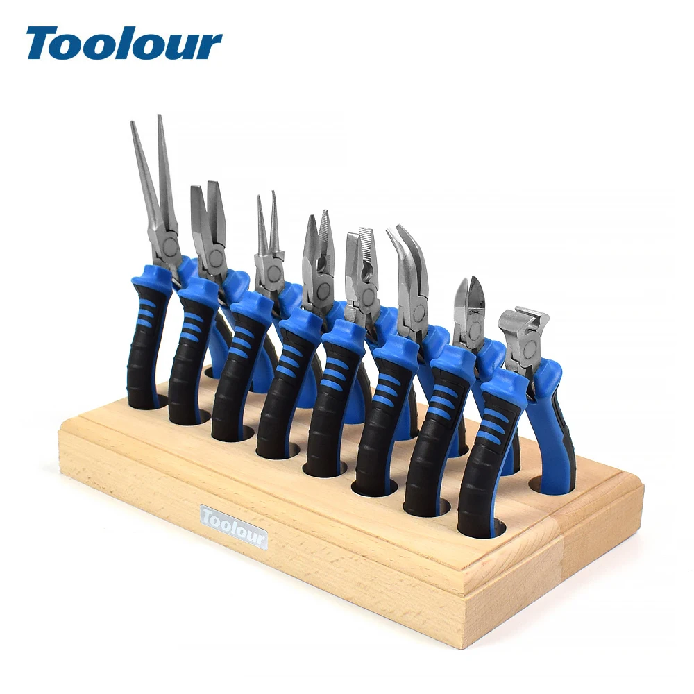 

Toolour 8PC 4.5" Precision Pliers Set Mini Pliers Diagnoal Pliers Wire Cutting Long Nose Pliers Jewelry Making DIY Hand Tool Kit