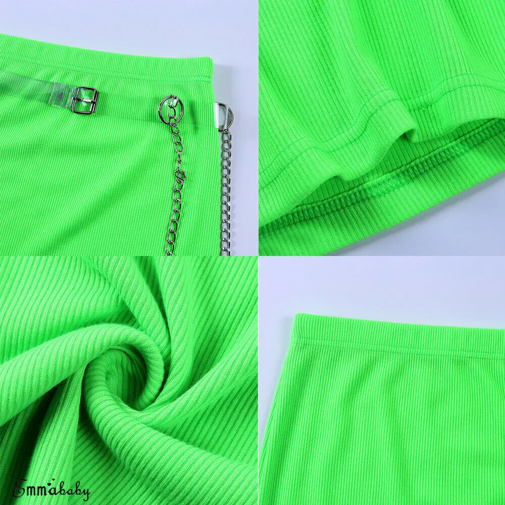 Женская мини-юбка в стиле панк с высокой талией облегающая однотонная