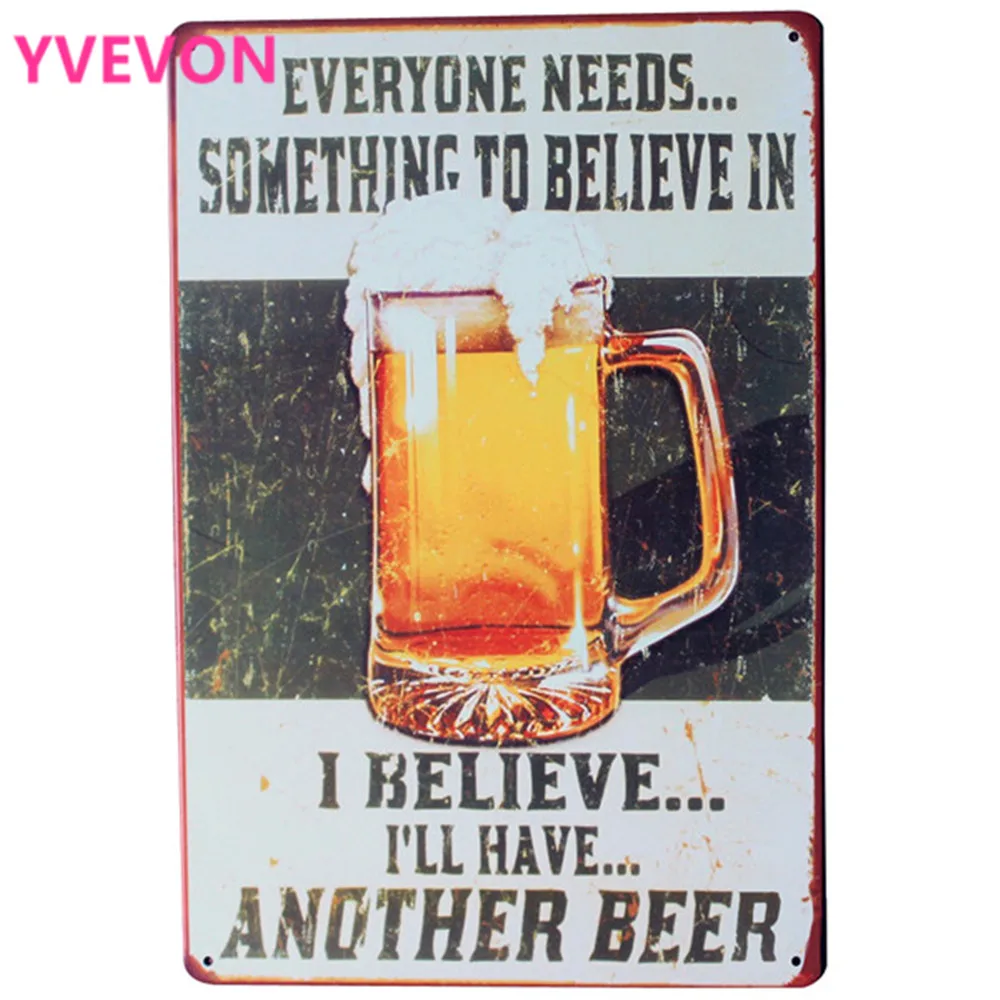 BELIEVE in BEER металлическая вывеска винтажная тарелка для напитков в холодном спирте