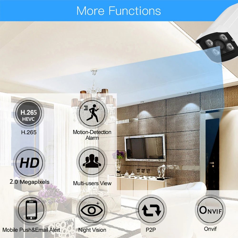 Новейшая модель H.265 IP Камера 3MP 1080P 4 шт Массив ИК IP66 Водонепроницаемый CCTV P2P Пуля
