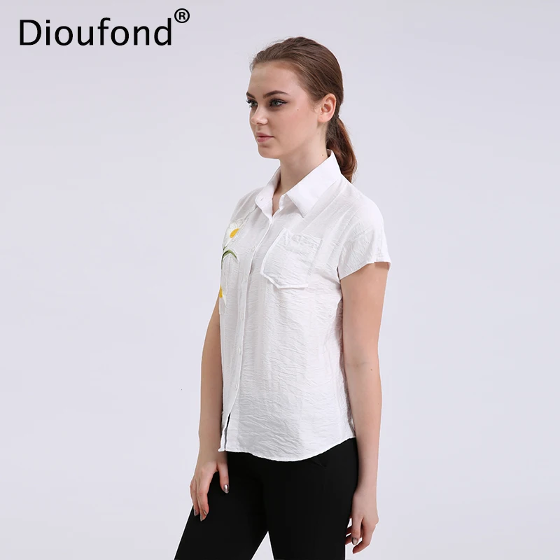 Женские блузки Dioufond с коротким рукавом цветочной аппликацией | Женская одежда