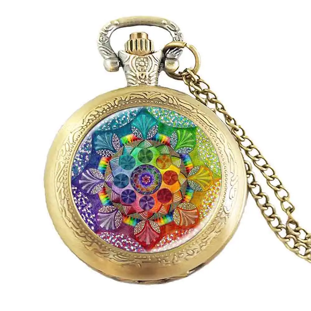 Стимпанк хна ожерелье из Яги буддистский символ ом Мандала карманные часы