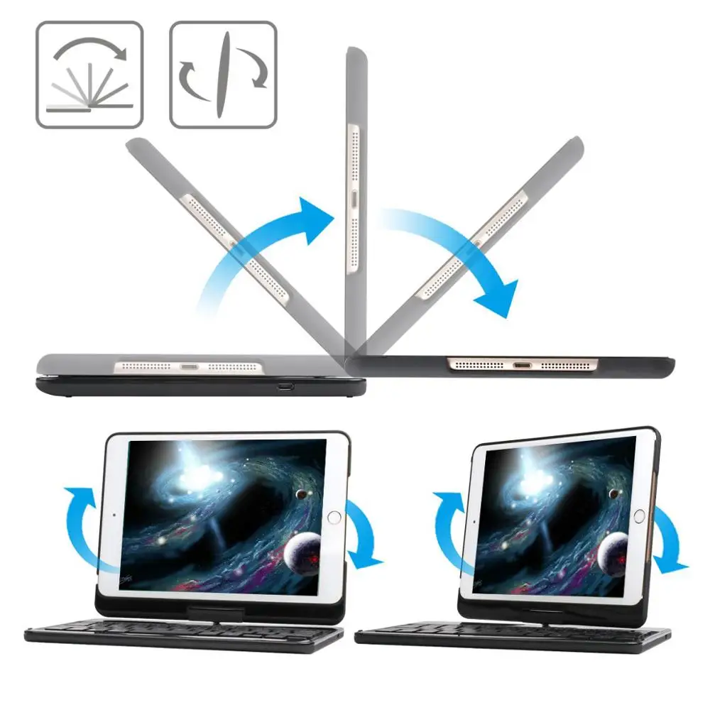 Для нового iPad Mini 5 2019 & 4 чехол с клавиатурой подсветкой Lenrich Slim 360 градусов
