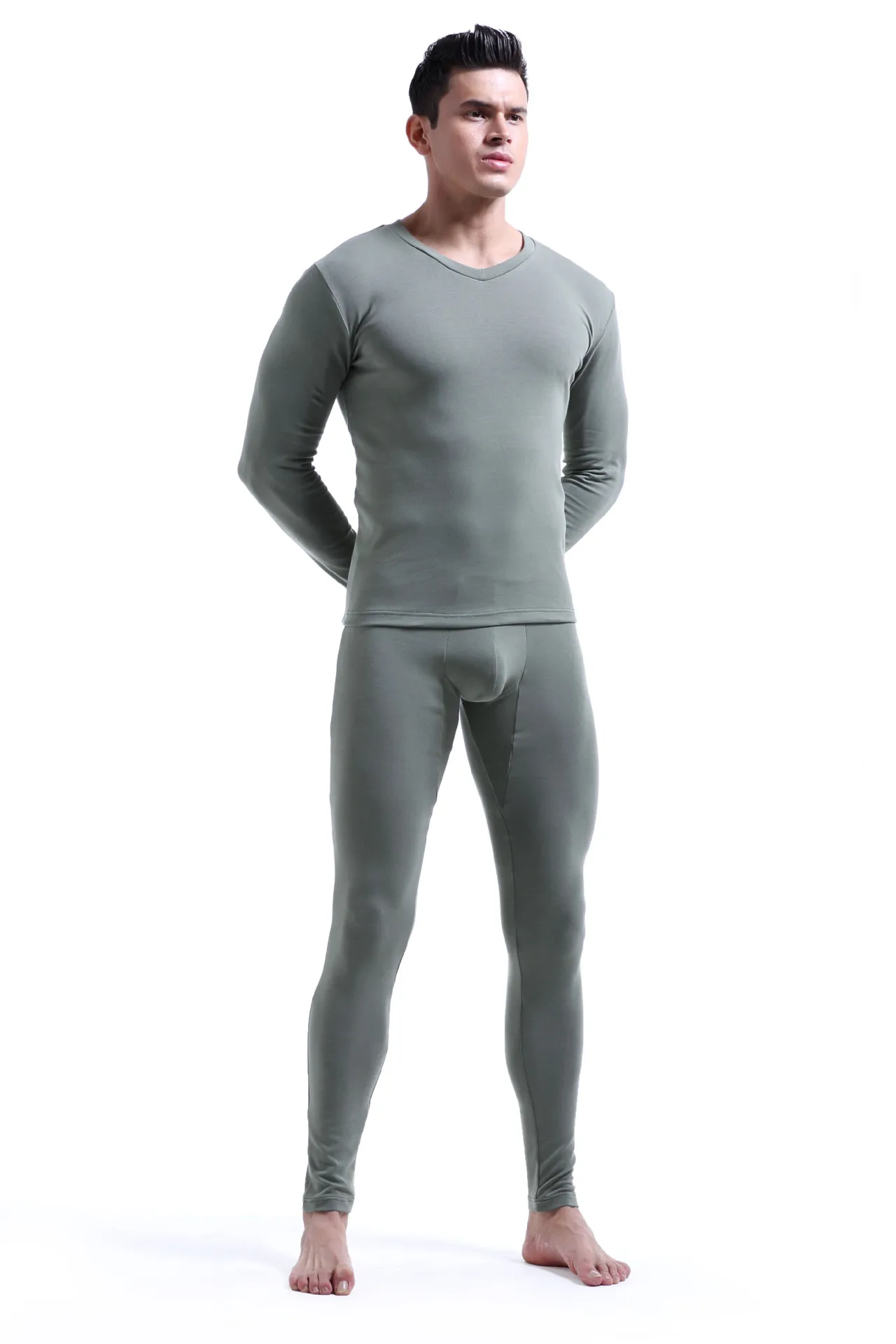 winter Warm Long Johns underwear set thickening heating old age man cold suit men's wind proof bottoming trousers and shirts | Мужская
