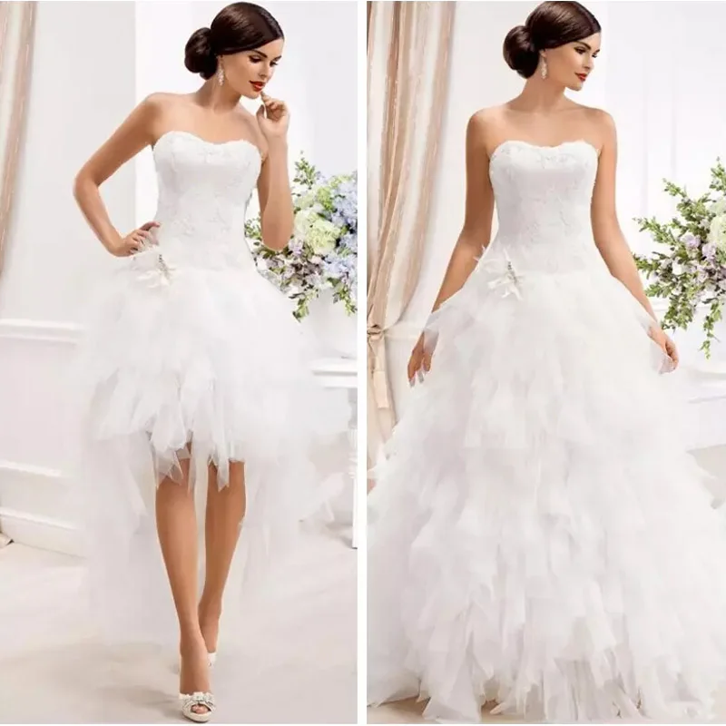 Кружевное Свадебное платье без бретелек из двух частей 2021 с аппликацией