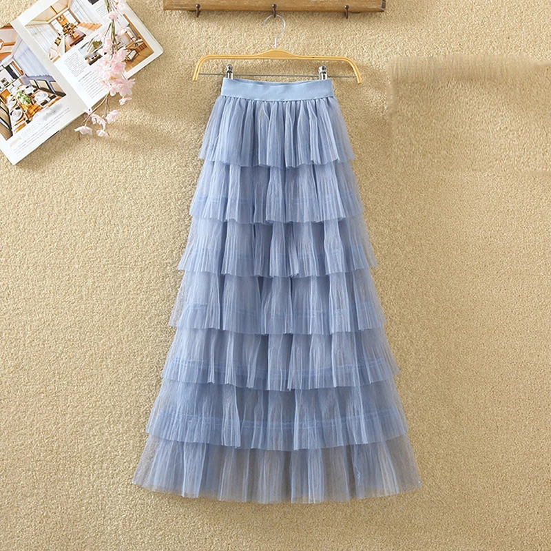 Женская плиссированная юбка-пачка элегантная длинная винтажная юбка из тюля 2019 |