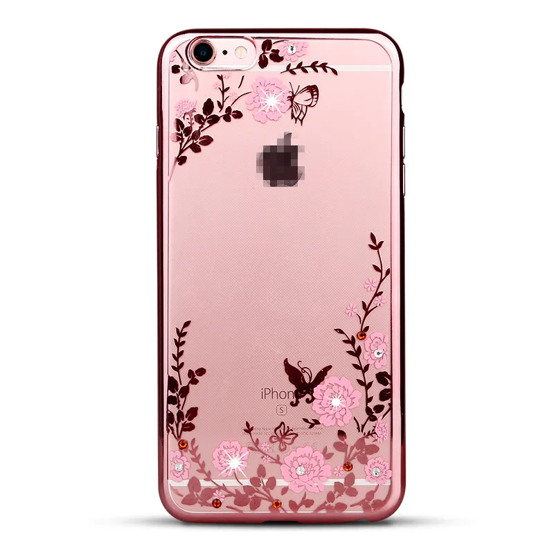 for iPhone 7 Case 6 6s Plus 5 SE 8 X Cover Luxury Beautiful Diamond Rhinestone Secret Garden TPU Transparent Soft |