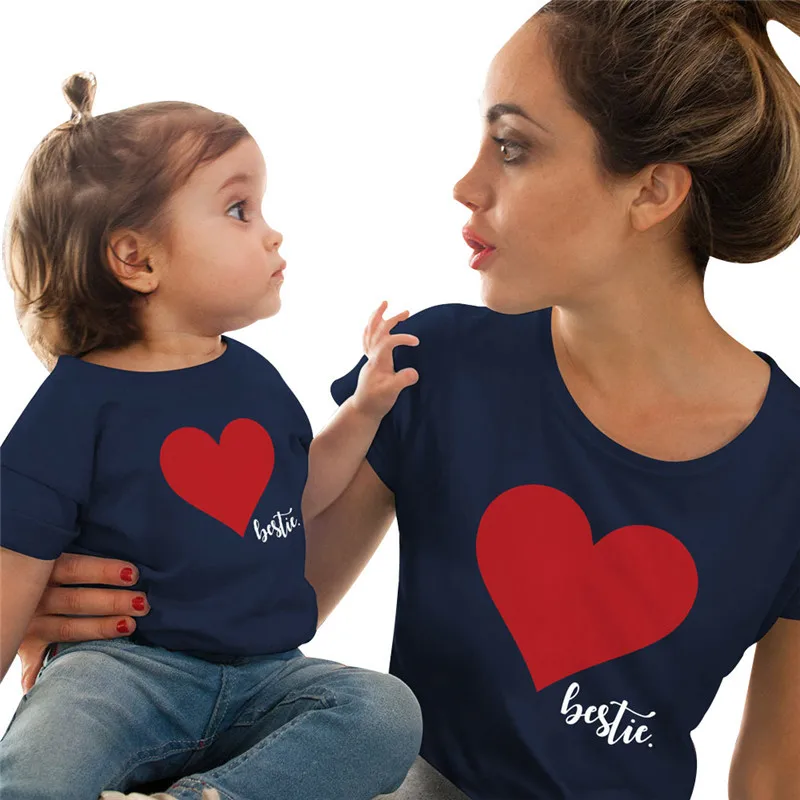 NI1L LILIGIRL/ г. Новая Одинаковая одежда для семьи летняя футболка с короткими рукавами и принтом «любовь» для мамы и дочки одежда для мамы и меня - Color: NI1L