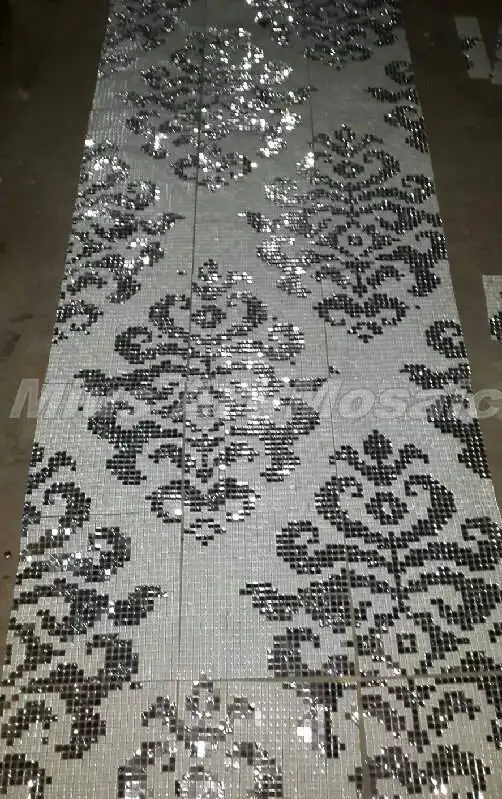 Художественная мозаика Mius] из чистого белого и серебристого стекла смешанных