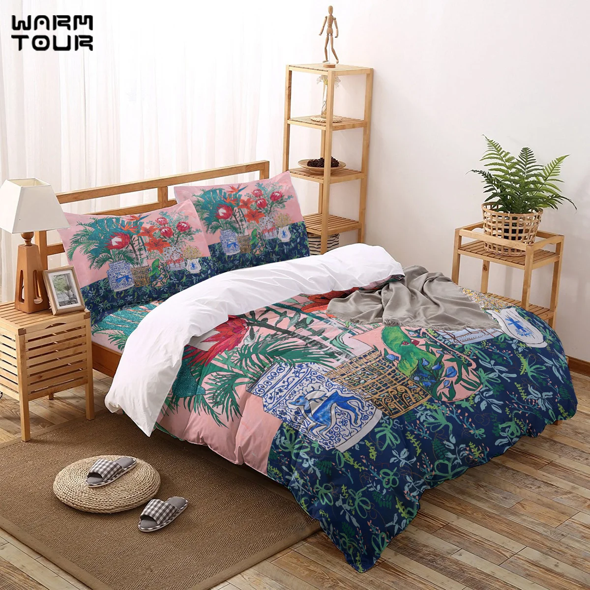 WARMTOUR Duvet Cover The Domesticated Jungle - Floral Still Life Set 4 Piece Bedding For Beds |