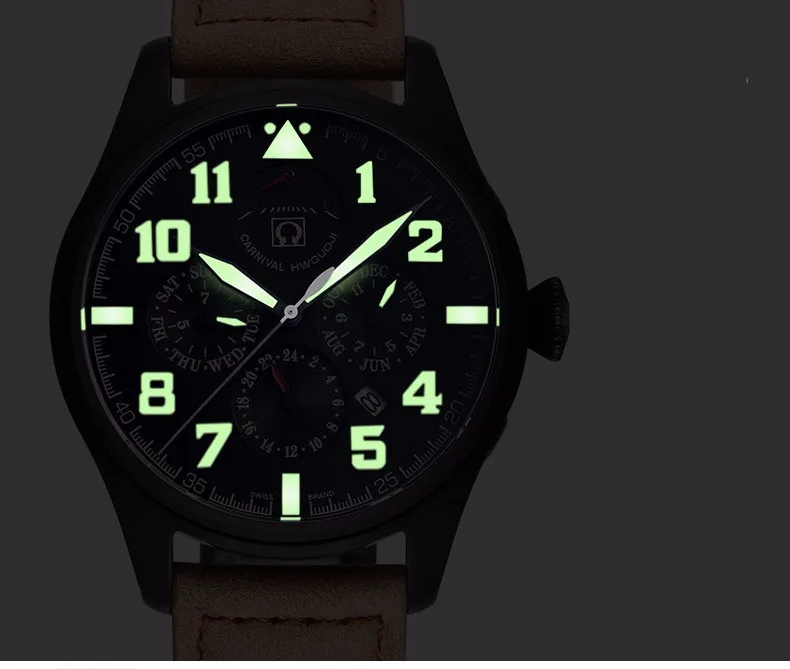Carnival Sport Diver, автоматические часы для мужчин, 150 м, водонепроницаемые мужские механические часы, светящийся энергетический дисплей, мужские часы kol saati