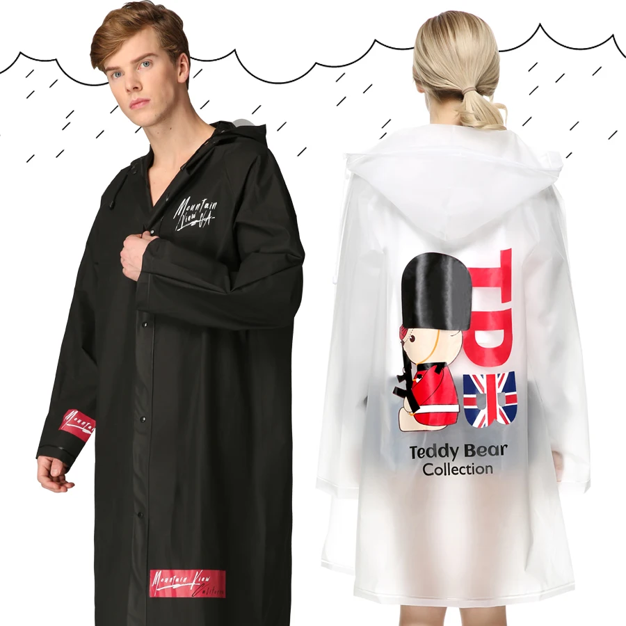 Длинный прозрачный дождевик для пеших прогулок женщин кемпинга Длинная Куртка