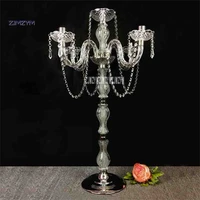 10pcslot new cm 2018 candle holder wedding table centerpiece candlestick 90cm50cm alloy crystal strap ornaments