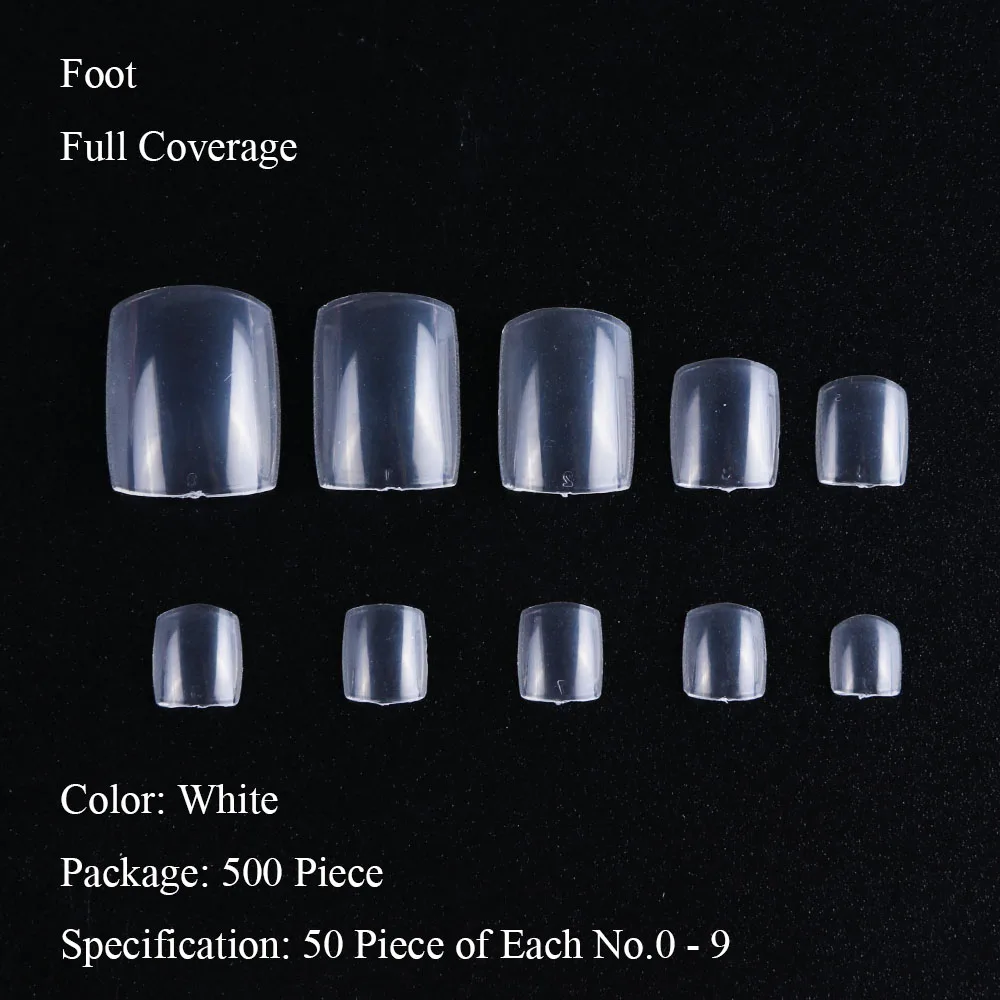 Foot White 500 шт французские половинчатые накладные ногти акриловые накладные ногти Натуральные Искусственные накладные ногти дисплей для наращивания ногтей Маникюрный Инструмент JI871 - Цвет: Foot White