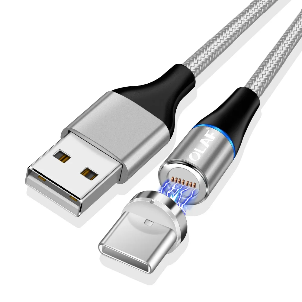 Silver Type C Cable Олаф 3а Быстрая зарядка Магнитный Micro USB Type C кабель зарядное устройство для iPhone 6 7 8 Plus X XR XS Max зарядки мобильного телефона USBC шнур - Цвет: Silver Type C Cable