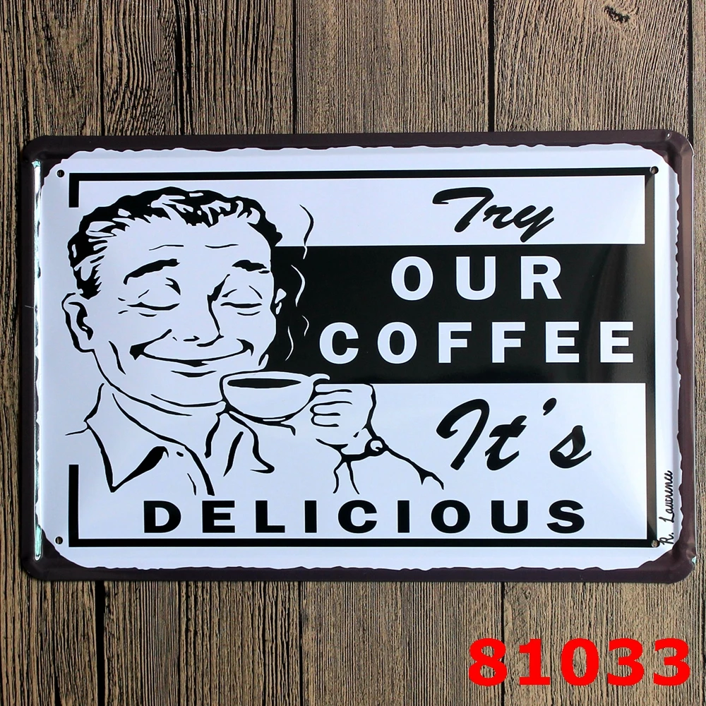 Винтажная металлическая настенная наклейка с логотипом CAFFE железная вывеска