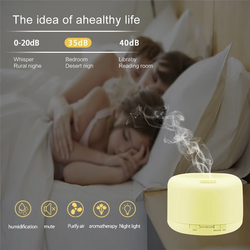500ML Remote Controller Aroma Diffuser 7 Color LED Lamp Aromatherapy Machine Essential Oil Diffusion System Mist Maker | Дом и сад