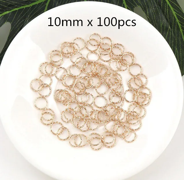 10mm KC Gold 100 шт., 8, 10, 12, 15, 18, 20 мм, скрученные круглые сливы, цветок, закрытые кольца, соединитель для самодельных шармов, бусины-разделители, фурнитура для ювелирных изделий - Цвет: 10mm KC Gold