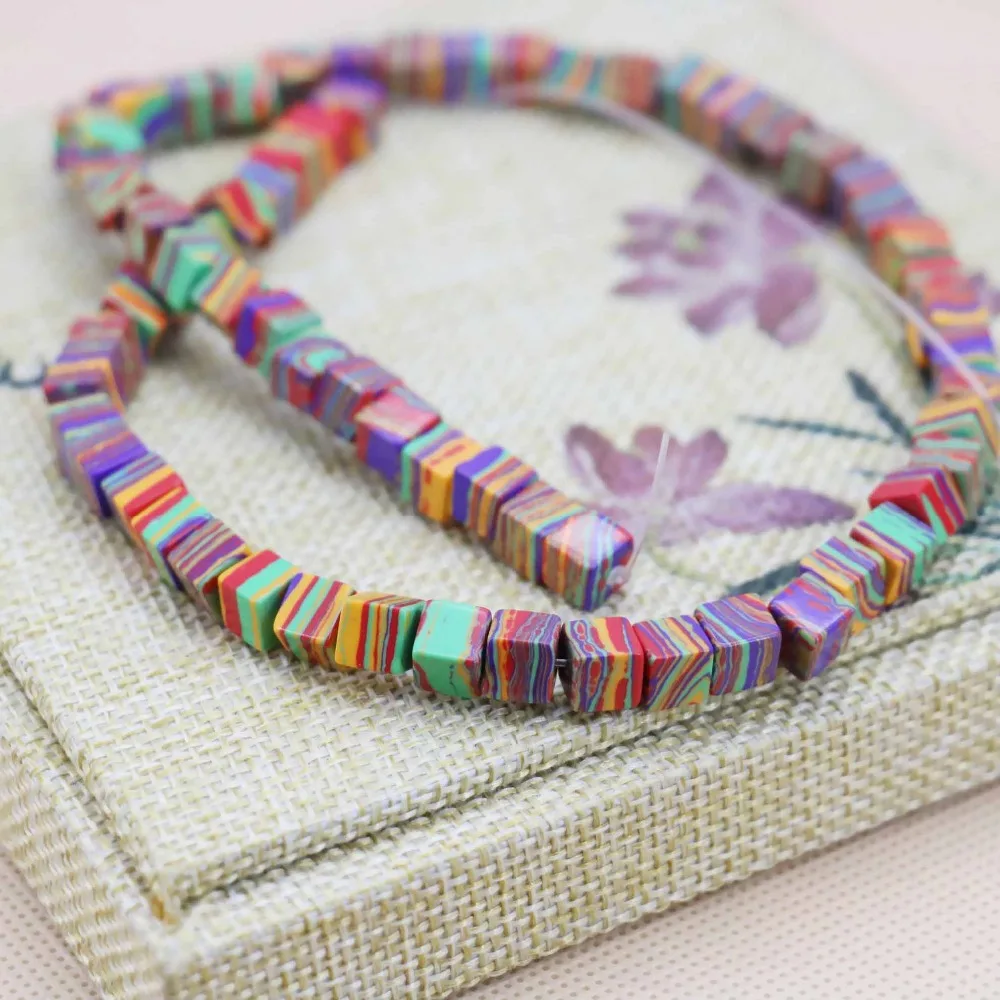 6mm Fashion Cube Rainbow Turkey Stone Loose DIY Beads Women Jewelry Crafts Making Design 15inch Girls Gifts For Bracelets | Украшения и