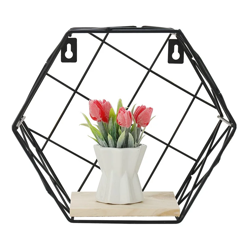 

1PCSNordic style home wall decoration wall hanging wrought iron geometric shelf wall decoration (without decorations) AP10261148