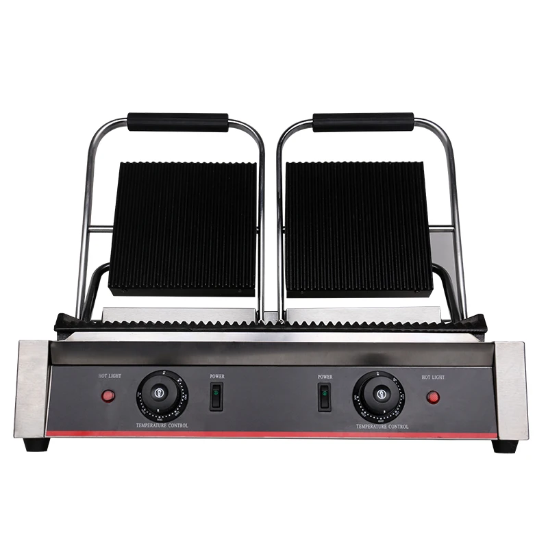 

Commercial Electric Stripe Contact Grill Panini Press Plates Sandwich Press Plates Eelctric Steak Contact Grill Double Stoves