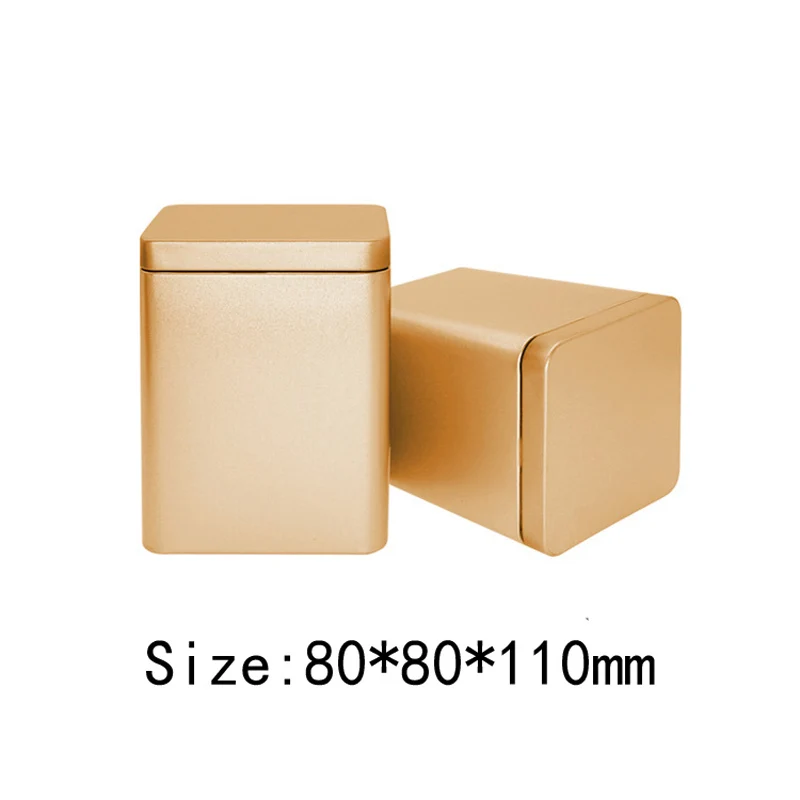 Gold 6 шт. 8*8*11 см чайные банки квадратная металлическая упаковка коробка для хранения Чехол маленькие жестяные банки еда шоколад конфеты запечатанные коробки вечерние подарочная коробка - Цвет: Gold