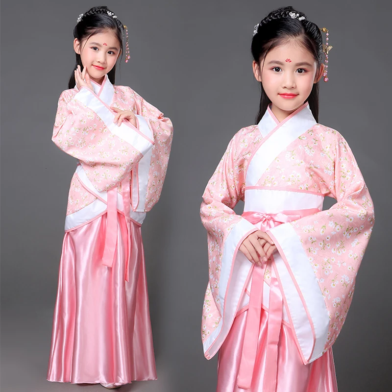 Ancient chinese costume kid hanfu tang dynasty traditional dress girlbaby princess toddler fairy beauty child ballroom dance | Детская