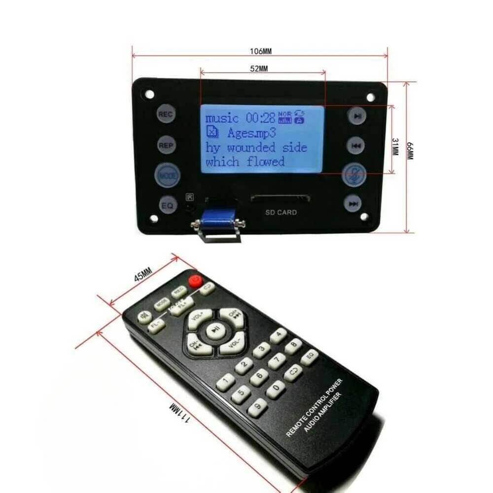 

DC 12V цифровой LCD лирическое шоу Bluetooth MP3 декодер плата аудио плеер FM радио песни AUX автомобильный WAV WMA SD/MMC