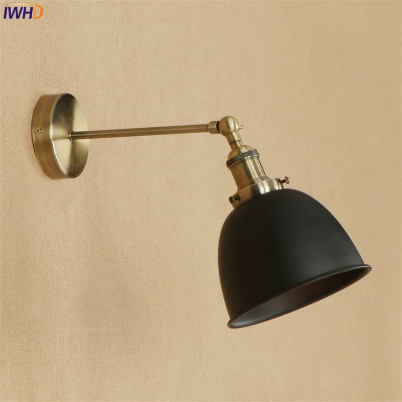 IWHD черный латунный Ретро светодиодный настенный светильник светильники Wandlamp E27 4W
