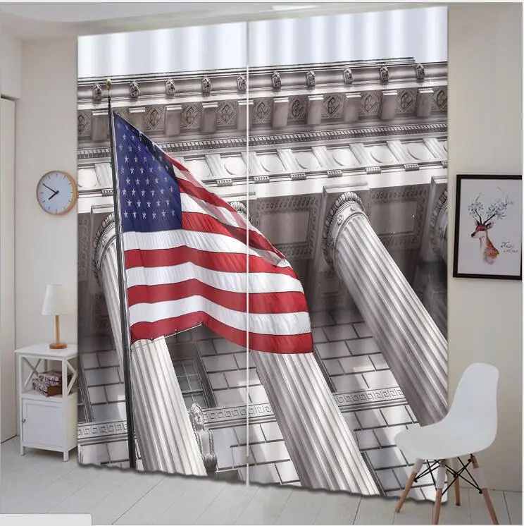 

Flag of the United States print 3D Window Curtain Living Blackout Room Hotel Bedroom decorate Drapes Cortina Rideaux pillowcase