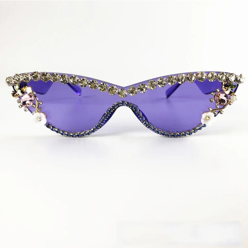 Роскошные бриллиантовые женские солнцезащитные очки в цветочной оправе