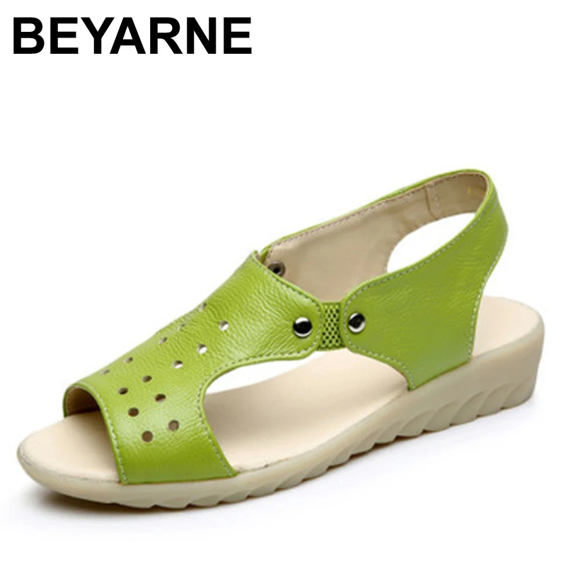 Женские босоножки из натуральной воловьей кожи на плоской подошве|sandals summer|women