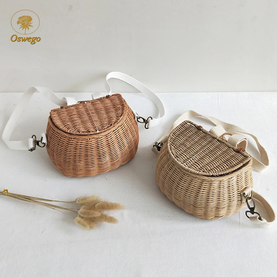 Oswego детская маленькая корзина для спины милый ручной рюкзак из ротанга хранения